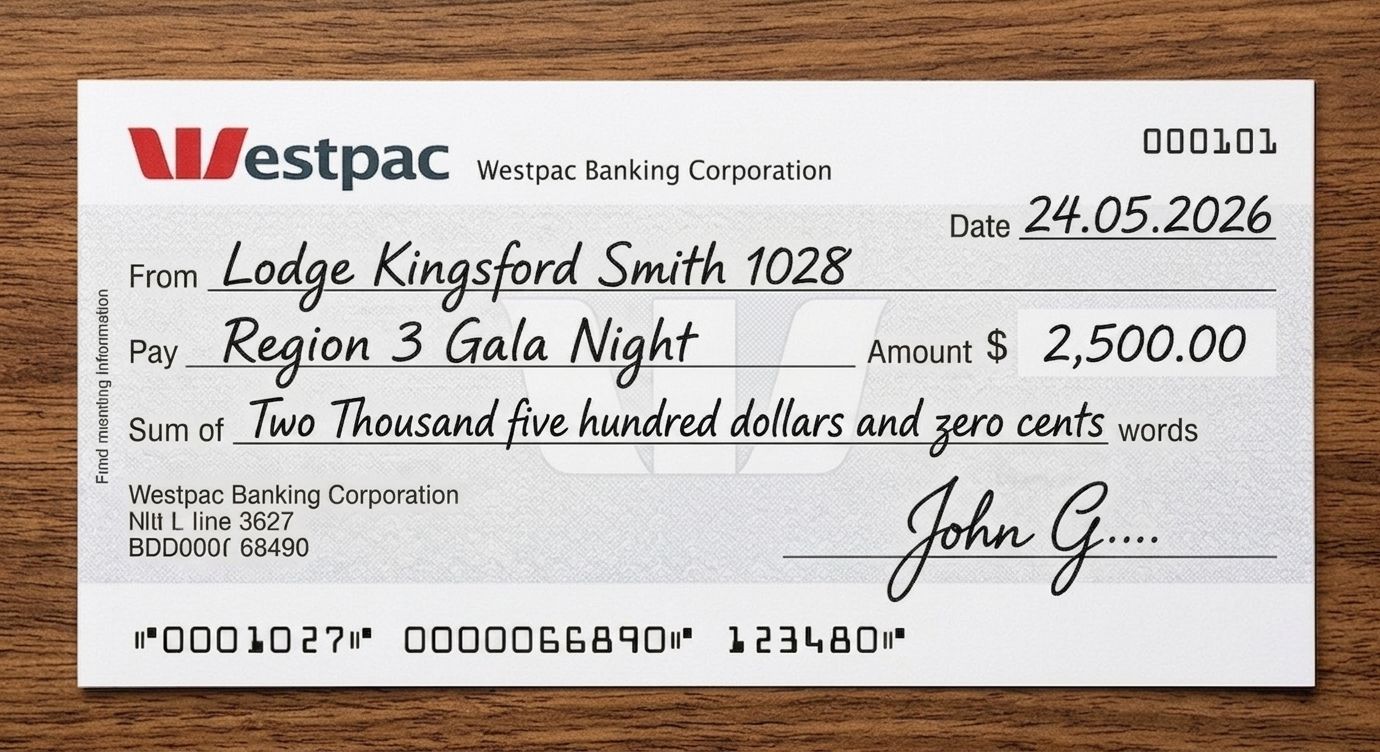 Lodge Kinsford Smith 1028 Cheque